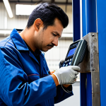 **

"A technician in a fully clothed professional uniform uses an ultrasonic testing device to inspect a weld on a large metal structure, appropriate attire, safe for work, perfect anatomy, correct proportions, natural pose, emphasizing precision and attention to detail, industrial setting, well-lit, high-quality image, professional, modest, family-friendly."

**